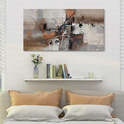 YDYSUNE Abstract Canvas Wall Art, Modern Wall Decor Painting, Brown Room Decorations, Orange Wall Art for Living Room, Bedroom, Office Artwork Wall Decor 24×48IN