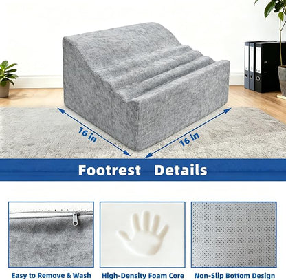 Under Desk Foot Rest, Non-Slip Office Foot Stool for Office & Gaming Chair, Leg Support for All-Day Comfort (Light Gray)