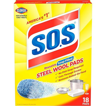 S.O.S Steel Wool Soap Pads,18 Count (Pack of 12)