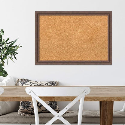 Amanti Art Natural Cork Board for Wall, 18x26 Vision Board with Brown Wood Frame, Medium Corkboard Office Decor for Home Organization, Rustic Farmhouse Corkboard Pinboard to display items for home