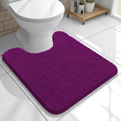OLANLY Toilet Rugs U-Shaped 20x20, Extra Soft Absorbent Chenille Contour Bathroom Rugs for Toilet, Dry Quickly, Machine Washable, Non-Slip Bath Mat, Purple