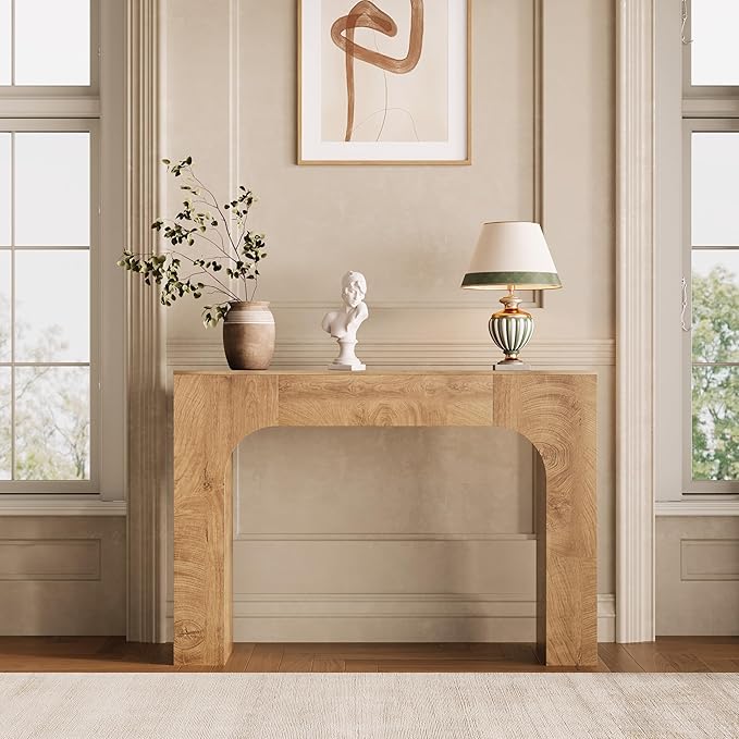 GarveeHome 47 in Farmhouse Console Table, Narrow Wood Entryway Table Behind Couch, Slim Rustic Hallway Furniture for Living Rooms, Foyers & Apartments, Deep Oak