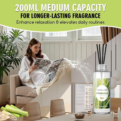 SCENTORINI Reed Diffuser Oil Refill, Citronella Diffuser Oil 6.76 Fl Oz, Lemongrass Scented Essential Oil Refill for Summer Home Fragrance for Room Spa Bathroom Hotel Decor, Patio, Outdoor