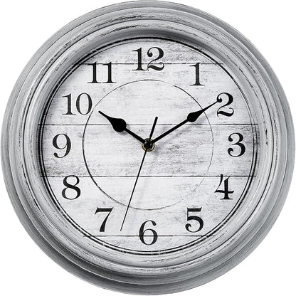 HYLANDA Wall Clock, 12 Inch Kitchen Decorative Wall Clock, Silent Wall Cocks Battery Operated Non Ticking with Large Numbers Easy to Read for Home Bathroom Office(Grey)