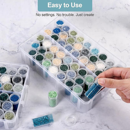 MERATIA Diamond Painting Storage Container, 4-Tier Bead Organizer Box with 200 Slots, Stackable Crafts Organizers for DIY Diamond Art Accessories Craft Jewelry Bead Storage
