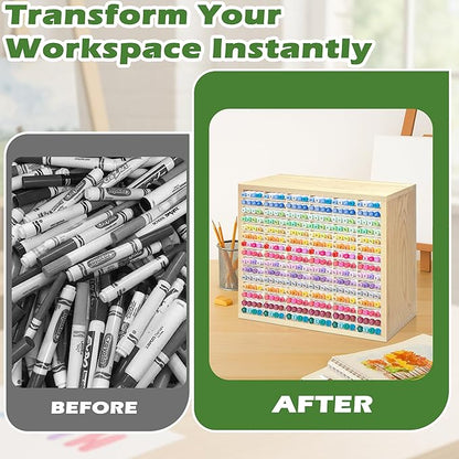 PROLEE Marker Storage Organizer for 360 Markers,Wooden Alcohol Marker Holder with 90 Slots,Markers Pens Pencils Art Supply Storage Rack for Desk Home Classroom Office Decor