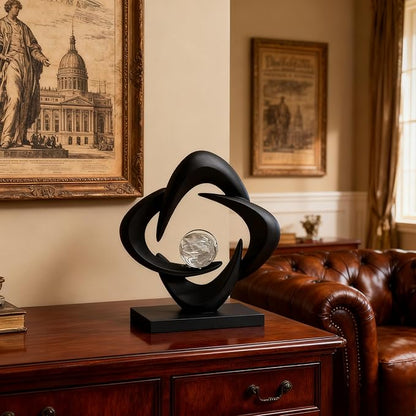 AWNR Gold Abstract Sculpture House Decor Aesthetic - Home Décor Accents for Nightstand, Shelves, Dining Room, Entryway Table, Office, Desk Accessories (Black C)
