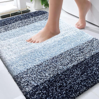 OLANLY Bathroom Rugs Mat 30x20, Extra Soft Absorbent Microfiber Bath Rugs, Rubber Backing, Quick Dry, Machine Washable Bath Mats for Bathroom Floor, Tub and Shower, Home Decor Accessories, Navy Blue