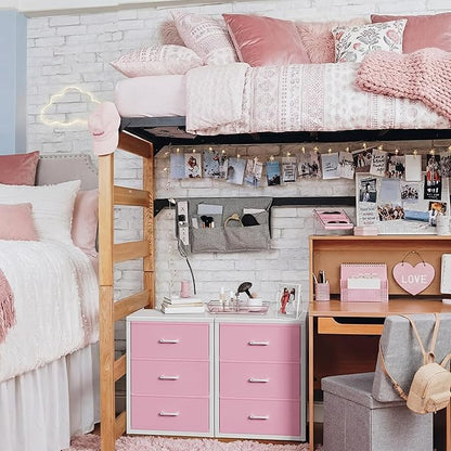 BOLUO Closet Drawers Pink 3 Drawer Dresser for Closet Organizers and Storage Bedroom Dorm Modern