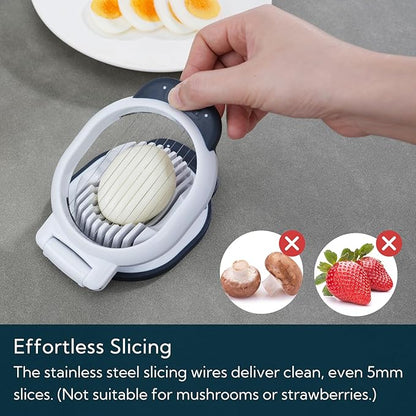 KITCHENDAO Replaceable Egg Slicer with Stainless Steel Wires, Egg Cutter for Hard-Boiled Eggs, Dual-Direction Cutting, Heavy-Duty Egg Dicer, Non-Slip Base & Handle, Dishwasher Safe