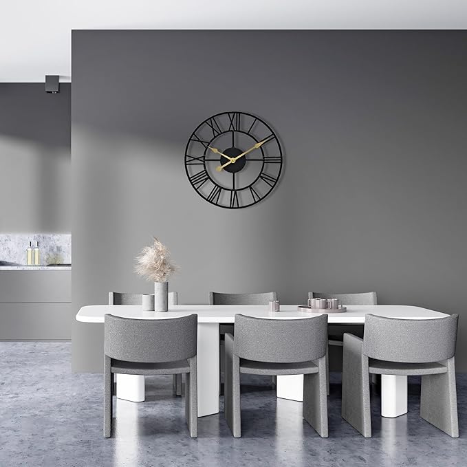 Sorbus Large Wall Clock for Living Room Decor - 16 inch Big Wall Clock Decorative - Battery Operated - Roman Numeral Analog Large Clock for Bedroom, Room, Home, Kitchen, Office, Wall Decor (Black)