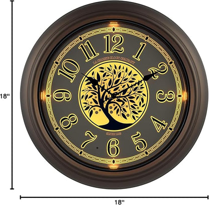 La Crosse Technology Indoor/Outdoor Lighted Dial Analog Quartz Wall Clock, 18" Dia. (403-3246BR)