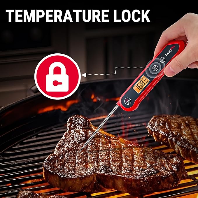 TempPro 1 Second Instant Read Digital Meat Thermometer, ±0.9°F Accuracy, Waterproof & Backlight Food Thermometer for Cooking, Oil Fry Candy Meat Probe for Kitchen, BBQ, Oven, Grill, Smoker