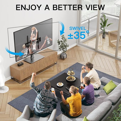 PERLESMITH Universal Swivel TV Stand Legs for 32-65 inch TVs up to 88lbs, Height Adjustable Table Top Stand Base, Television Mount Stands with Tempered Glass Base, Universal VESA 400x400mm, PSTVS17