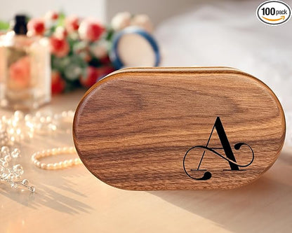 Mothers Day Gifts for Women - Personalized Wooden Jewelry Box - Custom Engraved Oval Jewelry Box Initial Letter, Unique Gift for Mom, Personalized Mothers Day Gifts for Grandma