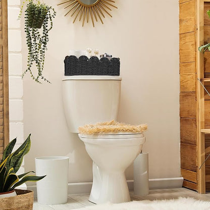 Storage Basket Wicker Baskets for Organizing Toilet Paper Storage Basket for Toilet Tank Top,Black