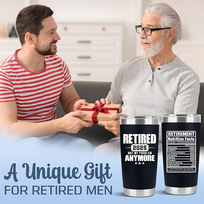 Retirement Gifts for Men 2025 - Retired Not My Problem Anymore - Funny Retired Tumbler for Men, Him, Father, Husband, Coworkers - Happy Retirement Gifts, Navy Tumbler 20 Oz (Black 20Oz 2025)