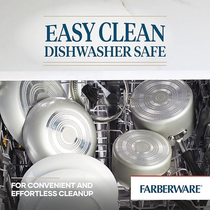 Farberware Cookstart DiamondMax Nonstick Jumbo Cooker with Lid and Helper Handle, Dishwasher Safe, 6 Quart - Silver