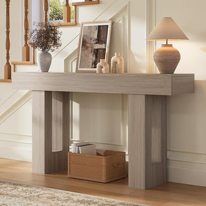 63 Inches Long Console Table for Entryway with Drawers, Wooden Sofa Table Behind Couch, Entry Table for Living Room, Foyer, Hallway, Grey