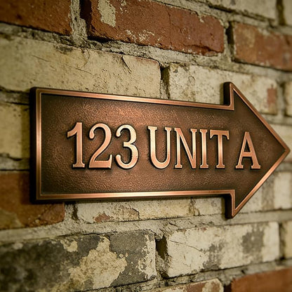 Copper Decor Peronalizable Arrow Metal House Number Sign Mid Century Modern Metal Address Plaque Custom Simple Style Address Numbers Customized Home Outdoor Decor Housewarming Gifts