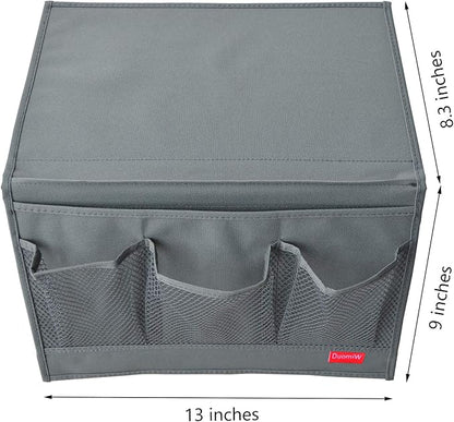 Bedside Storage Organizer, Bedside Caddy, Table Cabinet Storage Organizer, TV Remote Control, Phones, Magazines, Tablets, Accessories, Grey