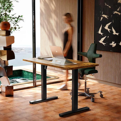 HUANUO Electric Standing Desk,48" x 24" Height Adjustable Desk, 4 Memory Height Settings, Sit to Stand Up Desk for Home Office, with Headphone Hook, Cable Manager, Vintage Brown