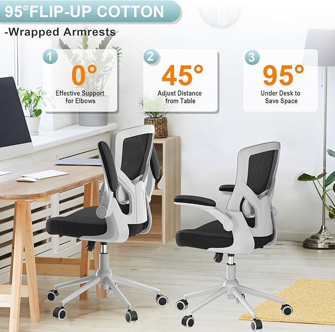 Office Chair, High Back Desk Chair Adjustable Height and Ergonomic Design Home Office Computer Chair, Executive Lumbar Support Padded Flip-up Armrest Office Chair