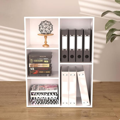 Cube Bookshelf, White Wooden Cube Storage Organizer, Freestanding Book Shelf, Cubby Shelf, Perfect Shelves for Bedroom, Kids Room, Closet, Classroom & Office (5-Cube)