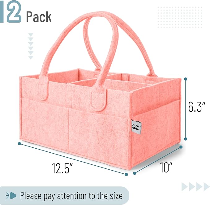 Mr. Pen- Baby Diaper Caddy Organizer, 2 Pack, Pink, Nursery Storage Bin and Car Organizer for Diapers and Baby Wipes