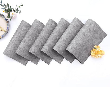 Homaxy Faux Leather Heat Resistant Placemats for Dining Table Set of 6, Waterproof Wipeable Washable PU Table Mats, Easy to Clean Anti-Slip Place Mats, 11.8" x 17", Light Grey