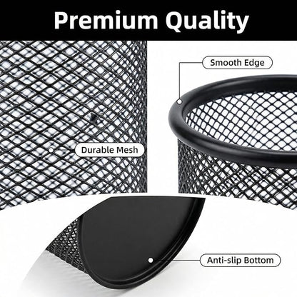 Pen Holder Mesh Pencil Holder Metal Pen Holder Pencil Holder for Desk Office Pen Organizer Black, 8 Pack