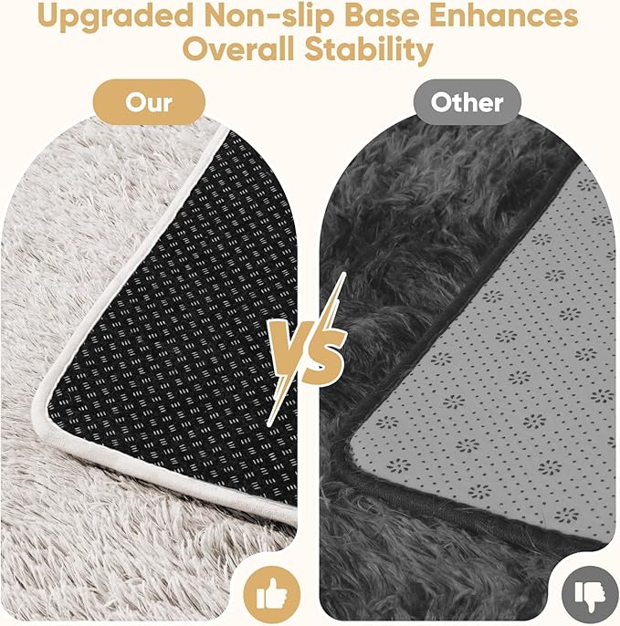 Area Rug for Living Room Bedroom: 6x9 White Soft Fluffy Shag Upgrade Non-Slip High Pile Carpet Large Fuzzy Plush Indoor Floor Decor Shaggy Rug for Kid Boys Girls Dorms Playroom Nursery Modern Home