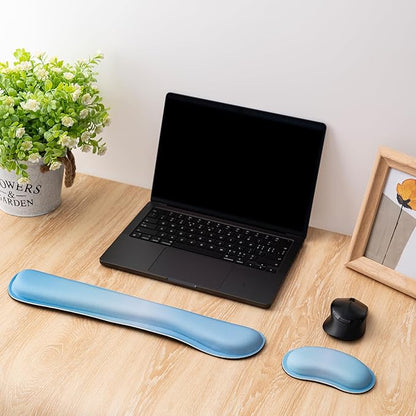 Hoewina Keyboard Wrist Rest,Ergonomic Wrist Rest,Superfine Fabric and Gel Memory Foam Wrist Pad for Computer Keyboard for Easy Typing & Pain Relief, Suitable for Office, Family, Outdoor, Gradient Blue