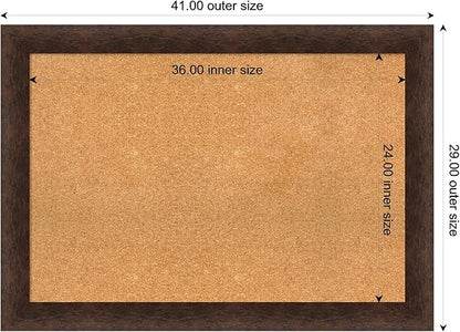Amanti Art Natural Cork Board for Wall, 29x41 Vision Board with Brown Wood Frame, Large Corkboard Office Decor for Home Organization, Casual Corkboard Pinboard to display items for home organization