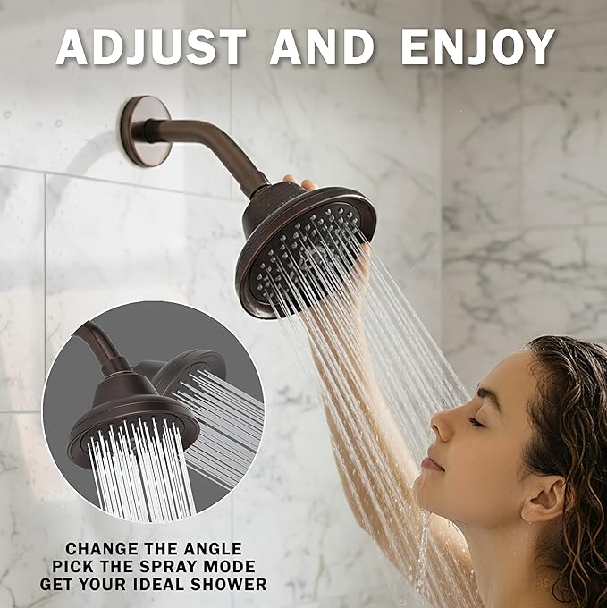 Aqua Elegante Massage Shower Head With Mist - High Pressure Boosting, Adjustable Massaging Rainfall Showerhead For Low Flow Showers With Water Saving Nozzles - 2.5 GPM - Oil-Rubbed Bronze