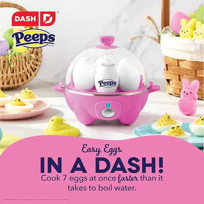 PEEPS & Dash Rapid Egg Cooker - Boiler, Poacher & Steamer - Includes Measuring & Recipe Guide - Dishwasher Safe - BPA Free - Holds 7 Eggs, Pink