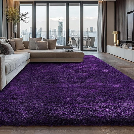 Shag Area Rugs for Bedroom Living Room,8X10 Ultra Soft Purple Fluffy Area Rugs for Dorm,Indoor Carpet Plush Rugs for Home Decor, Purple