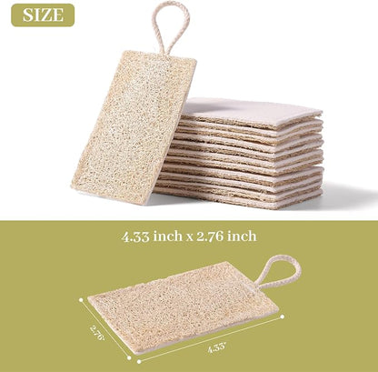 JOYMOOP Compressed Cellulose & Loofah Scrubbers, Non-Scratch Scrub Sponge, Kitchen Sponges for Dishes, 6-Pack, Dual-Sided Dish Sponge for Nonstick Cookware & All Surfaces