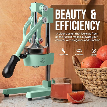 Zulay Kitchen Cast Iron Juicer - Heavy Duty Manual Juicer with Detachable Strainers for Easy Cleaning, Orange Juice Press for Citrus Fruits, Perfect for Bartenders, Juice Lovers & Health Enthusiasts