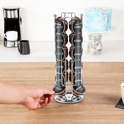 Restaurantware Restpresso 5.5 x 13 Inch Coffee Capsule Holder 1 Durable Pod Carousel - Holds 24 Dolce Gusto Pods 360-Degree Rotatable Iron Espresso Pod Organizer Pods Not Included
