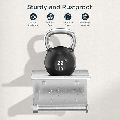 FORIOUS Toilet Paper Holder with Shelf, Adhesive or Screw Wall Mount Toilet Roll Holder for Bathroom, Rustproof 304 Stainless Steel Commercial Toilet Tissue Holder, 2 Pack Brushed Nickel