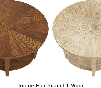 Solid Wood Oval Accent End Table, Farmhouse Sofa Side Table, 2 Tier Beside Corner Table with Storage Shelf for Living Room, Bedroom Easy Assembly