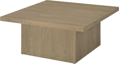 Coaster Home Furnishings - Devar - Wood - Square Coffee Table with Pedestal Base, Geometric Design and Transitional Style - Living Room - Latte - 710918
