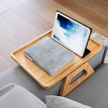 Couch Arm Tray,Bamboo Folding Sofa Tray,Sofa Armrest Trays Clip-On Couch Desk for Drinks,Snacks,Phone,Remote Control（Natural）