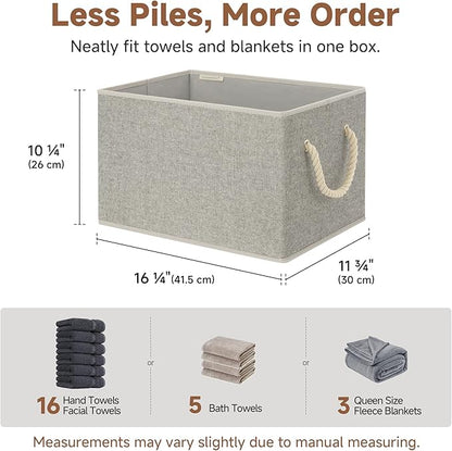 StorageWorks Storage Baskets for Shelves, Foldable Fabric Closet Storage Bins with Handles, Fabric Storage Bins Clothes Organizer, Gray, 3-Pack, Extra Large