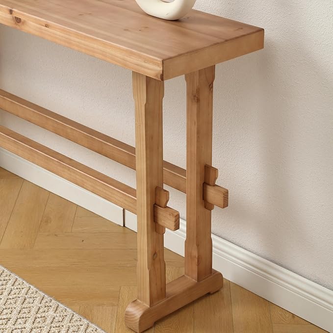 Narrow Entryway Table 59" Farmhouse Wood Console Table for Entryway Rustic Sofa Table for Living Room/Hallway/Reception/Bedroom, Natural Color