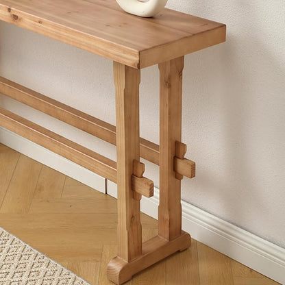 Narrow Entryway Table 59" Farmhouse Wood Console Table for Entryway Rustic Sofa Table for Living Room/Hallway/Reception/Bedroom, Natural Color