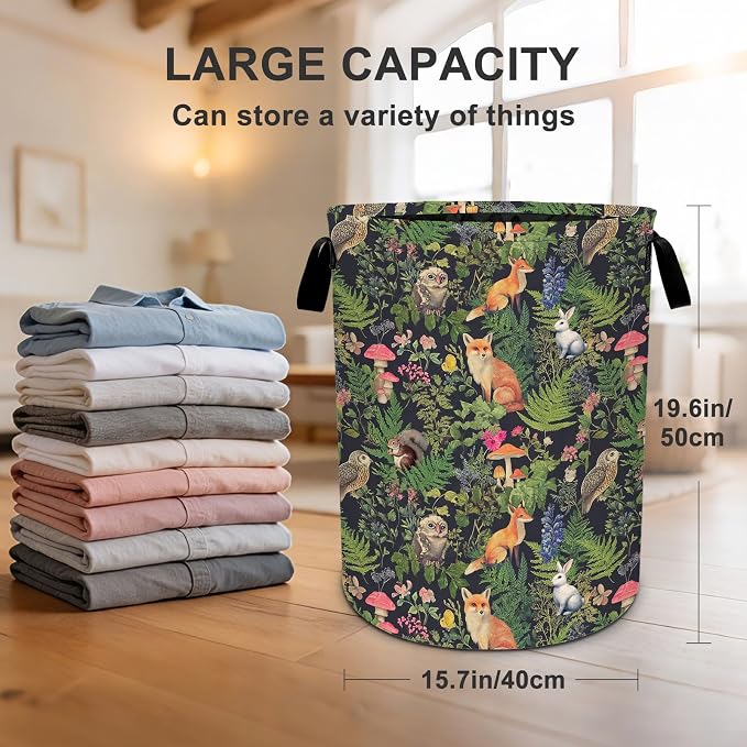Animal Laundry Basket Waterproof Laundry Hamper Foldable Laundry Bag with Handles for Bedroom, Bathroom, Office, Clothes Storage