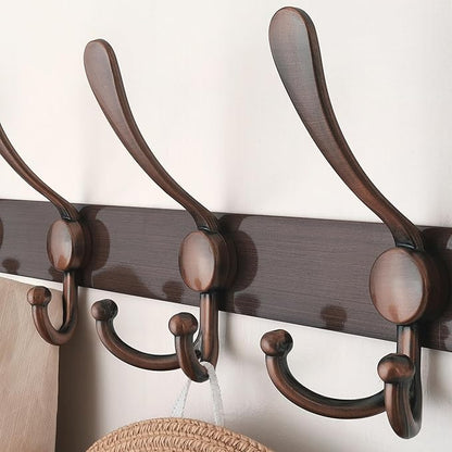 Dseap Wall Mounted Coat Rack - 5 Tri Hooks, Heavy Duty, Stainless Steel, Metal Coat Hook Rail for Coat Hat Towel Purse Robes Mudroom Bathroom Entryway,Antique Copper