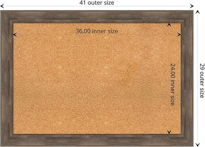 Amanti Art Natural Cork Board for Wall, 29x41 Vision Board with Brown Wood Frame, Large Corkboard Office Decor for Home Organization, Rustic Farmhouse Corkboard Pinboard to display items for home